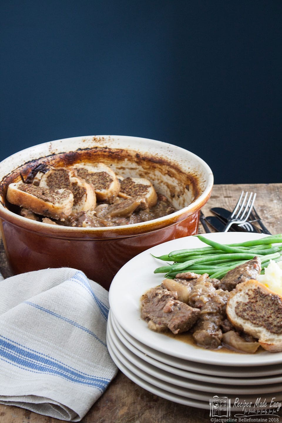 A classic Belgium dish of beef cooked in beer. Served topped with mustard flavoured croute.