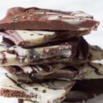 stack of triple chocolate bark.