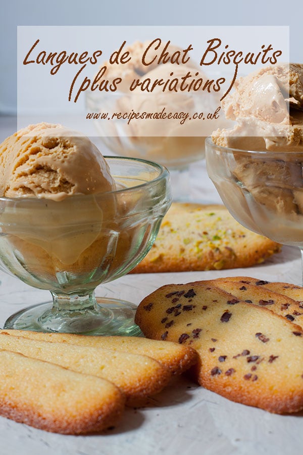 langues de chat biscuits served with ice cream