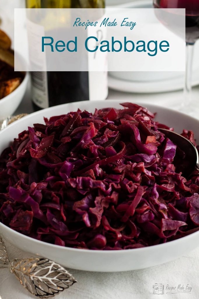 braised red cabbage in a bowl.