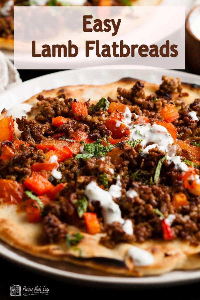 lamb flatbread on plate.