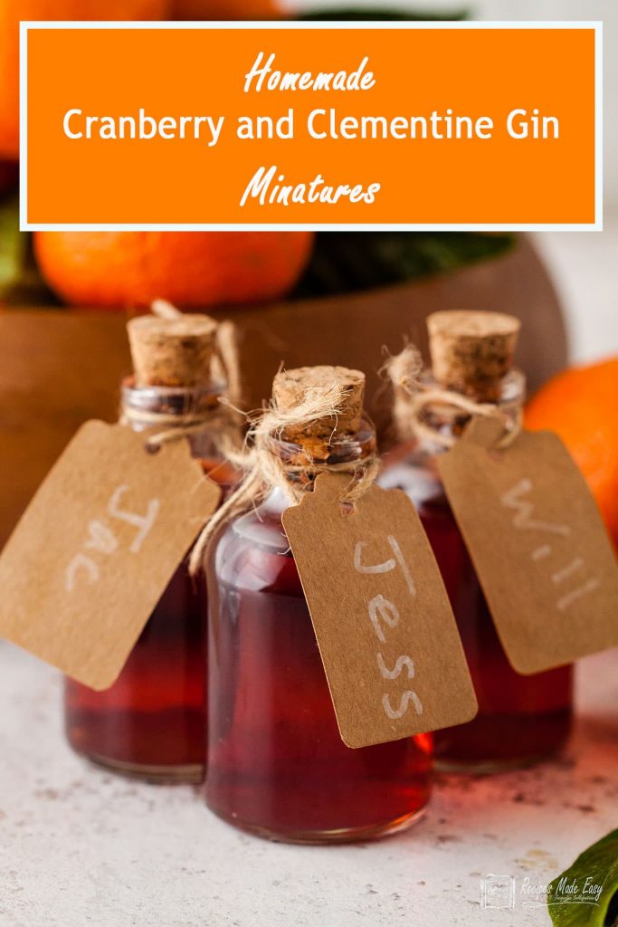 3 mini bottles of cranberry and clementine gin.