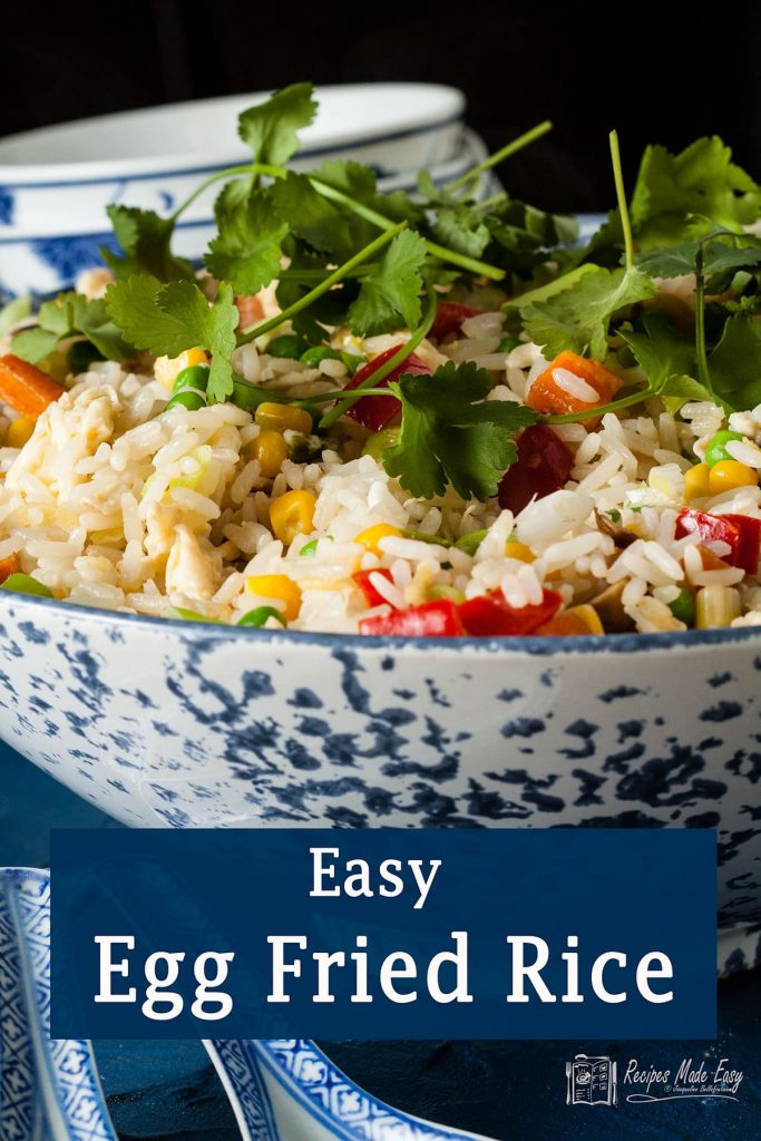 serving bowl of easy egg fried rice.
